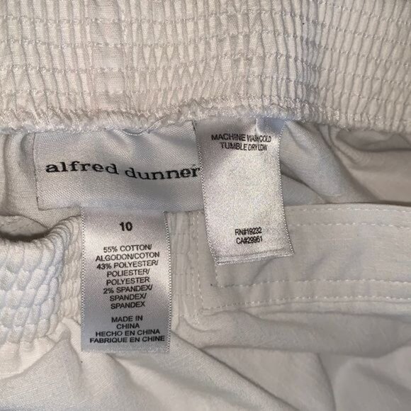 Alfred Dunner Womens White Pull-On Elastic Waist Pants Size 10 Cotton Blend - Picture 2 of 7